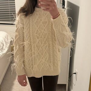 Hyacinth House Cream Talulah Feather Sweater